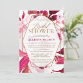 Hot Pink en Gouden Bloemen Vrijgezellenfeest Kaart (Staand voorkant)