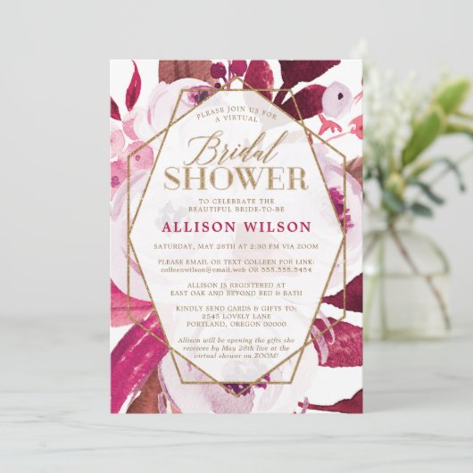 Hot Pink en Gouden Bloemen Vrijgezellenfeest Kaart (Staand voorkant)