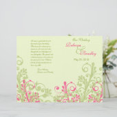 Hot Pink en Green Abstract Floral Wedding Programm (Staand voorkant)