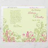Hot Pink en Green Abstract Floral Wedding Programm (Voorkant / Achterkant)