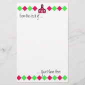 Hot Pink en Green Argyle Teacher Stationery Briefpapier (Voorkant)