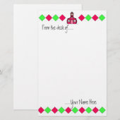 Hot Pink en Green Argyle Teacher Stationery Briefpapier (Voorkant / Achterkant)