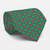 Hot Pink en Green Hearts Argyle Stropdas (Opgerold)