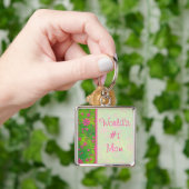 Hot Pink en Green World's #1 Mam Sleutelhanger (Hand)