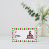 Hot Pink en Lime Green Argyle Visitekaartje (Staand voorkant)