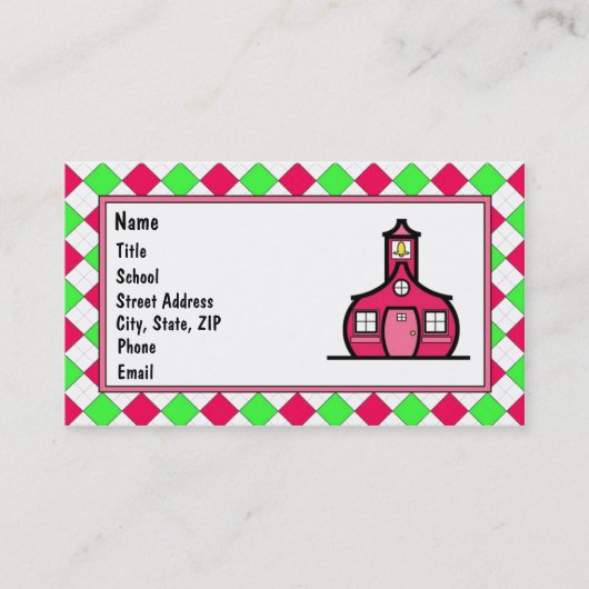 Hot Pink en Lime Green Argyle Visitekaartje (Voorkant)