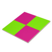 Hot Pink en Lime Green Checkerboard Tegels Tegeltje (Zijkant)