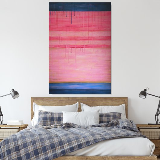 Hot Pink en Navy Abstract 1 - Canvasprint Canvas Afdruk (Insitu (Slaapkamer))