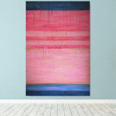 Hot Pink en Navy Abstract 1 - Canvasprint Canvas Afdruk (Insitu (Houten vloer))
