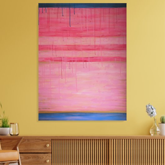 Hot Pink en Navy Abstract 1 - Canvasprint Canvas Afdruk (Insitu (Woonkamer))