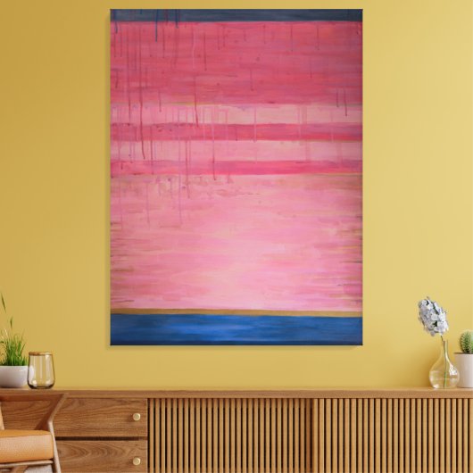 Hot Pink en Navy Abstract 2 - Canvasprint Canvas Afdruk (Insitu (Woonkamer))