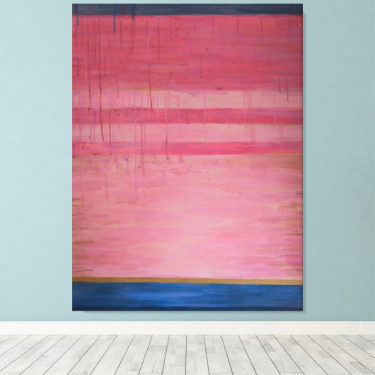 Hot Pink en Navy Abstract 2 - Canvasprint Canvas Afdruk (Insitu (Houten vloer))
