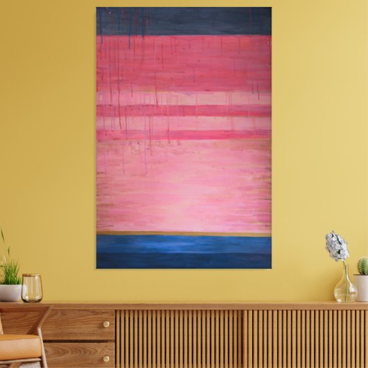 Hot Pink en Navy Abstract 2 - Canvasprint Canvas Afdruk (Insitu (Woonkamer))