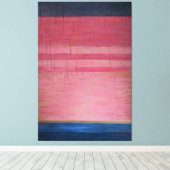 Hot Pink en Navy Abstract 2 - Canvasprint Canvas Afdruk (Insitu (Houten vloer))