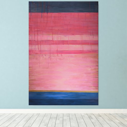 Hot Pink en Navy Abstract 2 - Canvasprint Canvas Afdruk (Insitu (Houten vloer))