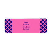 Hot Pink en Navy Blue Quatrefoil Pattern Etiket (Voorkant)
