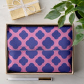 Hot Pink en Navy Blue Quatrefoil Pattern Tissuepapier (Geschenk)