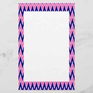 Hot Pink en Navy Blue Zigzag Pattern Briefpapier