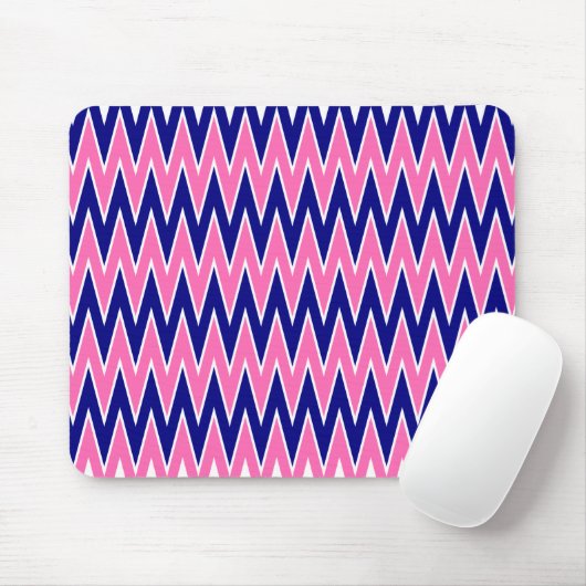 Hot Pink en Navy Blue Zigzag Pattern Muismat (Met muis)
