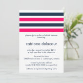 HOT PINK EN NAVY STRIPES BRIDAL SHOWER INVITATION KAART (Staand voorkant)