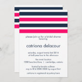 HOT PINK EN NAVY STRIPES BRIDAL SHOWER INVITATION KAART (Voorkant / Achterkant)