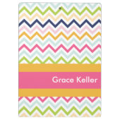 Hot Pink en Oranje Chevron Aangepast klembord (Achterkant)