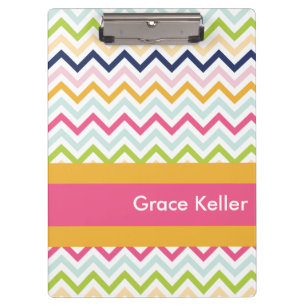 Hot Pink en Oranje Chevron Aangepast klembord