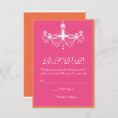 Hot Pink en Oranje Luchters Uitnodiging RSVP (Voorkant / Achterkant)