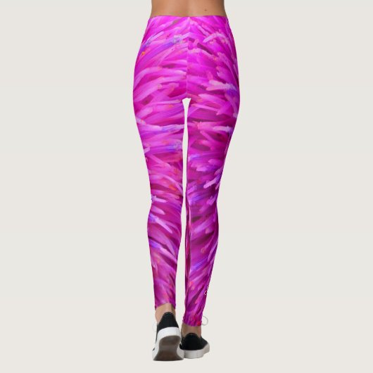 Hot Pink en Paarse Abstracte, persoonlijke naam Leggings (Achterkant)