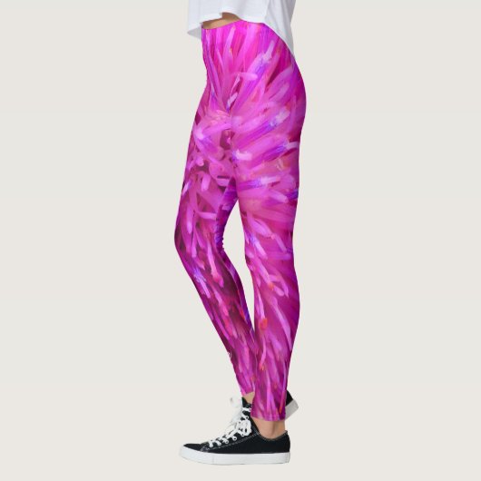 Hot Pink en Paarse Abstracte, persoonlijke naam Leggings (Links)