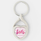 Hot Pink en Paarse Love Typografie Sleutelhanger (Voorkant)