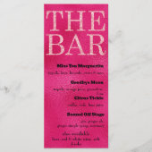 Hot Pink en Pink Glitter Drinken Menu voor The Bar (Voorkant)