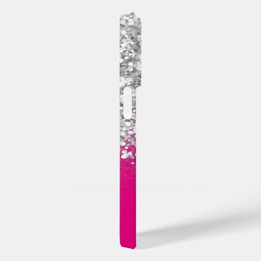 Hot Pink en Silver Glitter Glam Case-Mate iPhone Case (Achterkant / Rechts)
