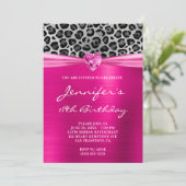 Hot Pink en Silver Leopard Folie 18e verjaardag Kaart (Staand voorkant)