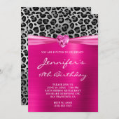Hot Pink en Silver Leopard Folie 18e verjaardag Kaart (Voorkant / Achterkant)