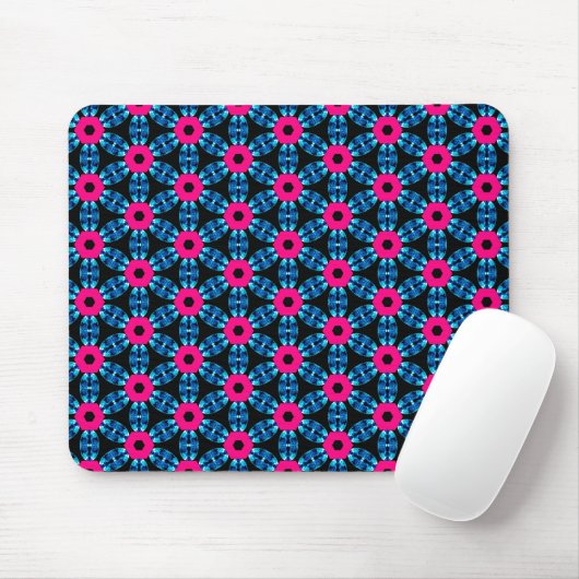 Hot Pink en Swiss Blue Mousepad Muismat (Met muis)