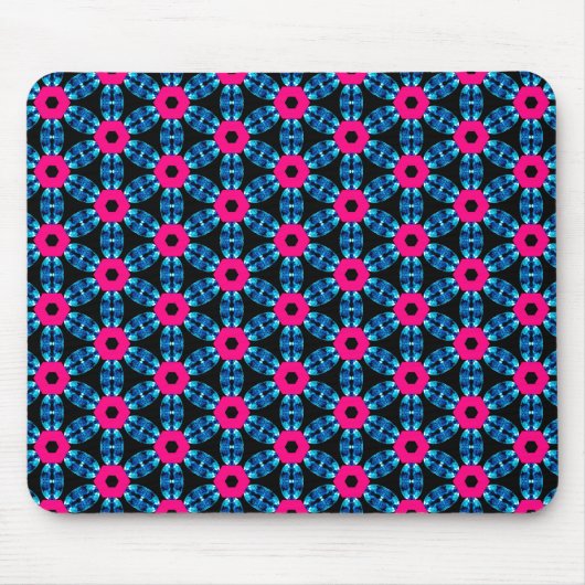 Hot Pink en Swiss Blue Mousepad Muismat (Voorkant)