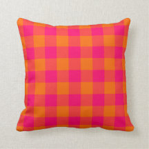 Hot Pink en Tangerine Oranje Gingham Pattern