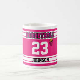 Hot Pink en White Basketball Sport Jersey Koffiemok
