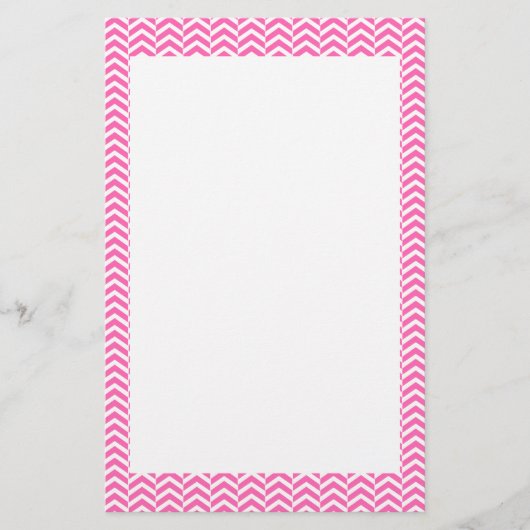 Hot Pink en White Chevron Pattern Briefpapier (Voorkant)