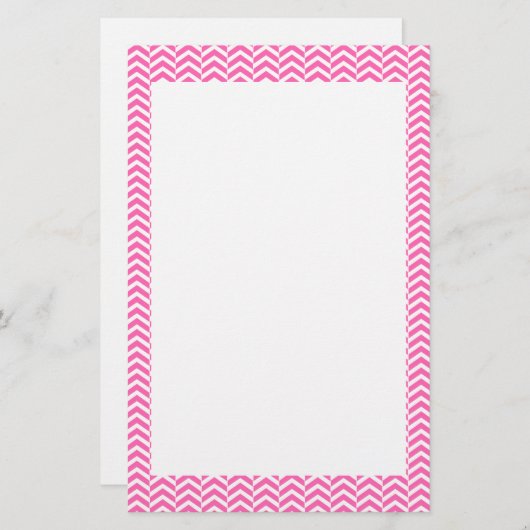 Hot Pink en White Chevron Pattern Briefpapier (Voorkant / Achterkant)