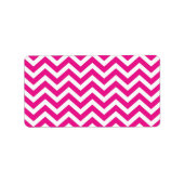 Hot Pink en White Chevron Pattern Etiket (Voorkant)