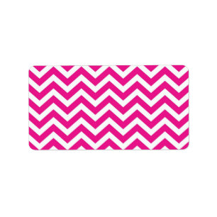 Hot Pink en White Chevron Pattern Etiket