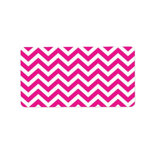 Hot Pink en White Chevron Pattern Etiket (Voorkant)