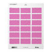 Hot Pink en White Chevron Pattern Etiket (Full Sheet)
