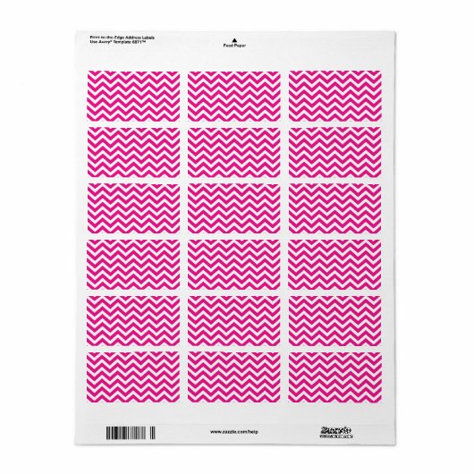 Hot Pink en White Chevron Pattern Etiket (Full Sheet)