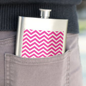 Hot Pink en White Chevron Pattern Heupfles (Voorbeeld)