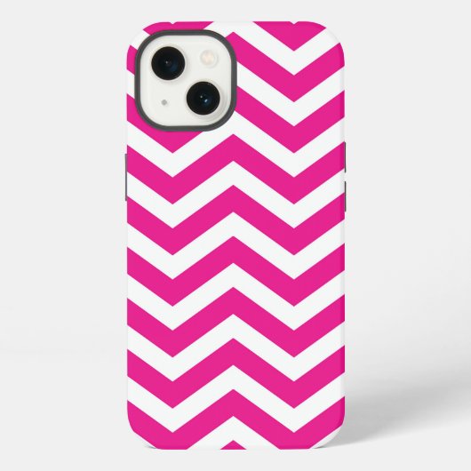 Hot Pink en White Chevron Pattern iPhone Hoesje (Achterkant)