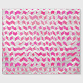 Hot Pink en White Chevron Zebra Cadeaupapier (Vlak)