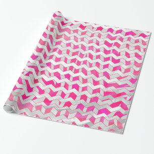 Hot Pink en White Chevron Zebra Cadeaupapier
